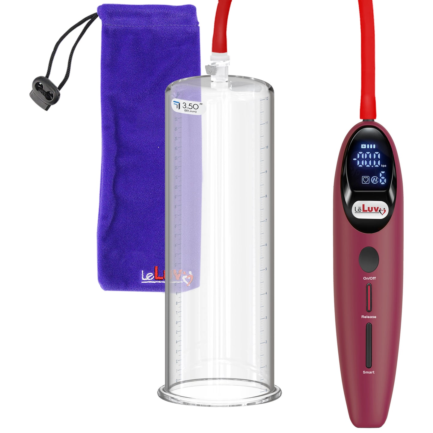 Magna Smart LCD Red Handheld Electric Penis Pump - 12" x 3.50" Acrylic Cylinder