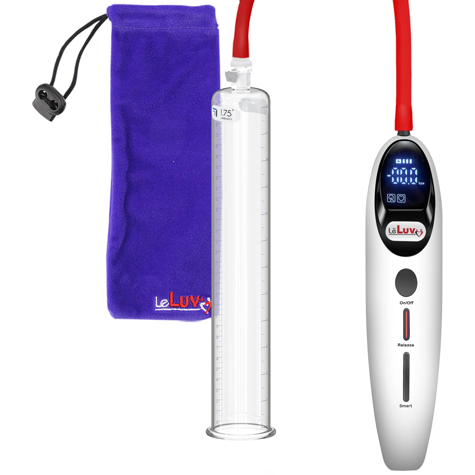 Magna Smart LCD White Handheld Electric Penis Pump - 12" x 1.75" Acrylic Cylinder