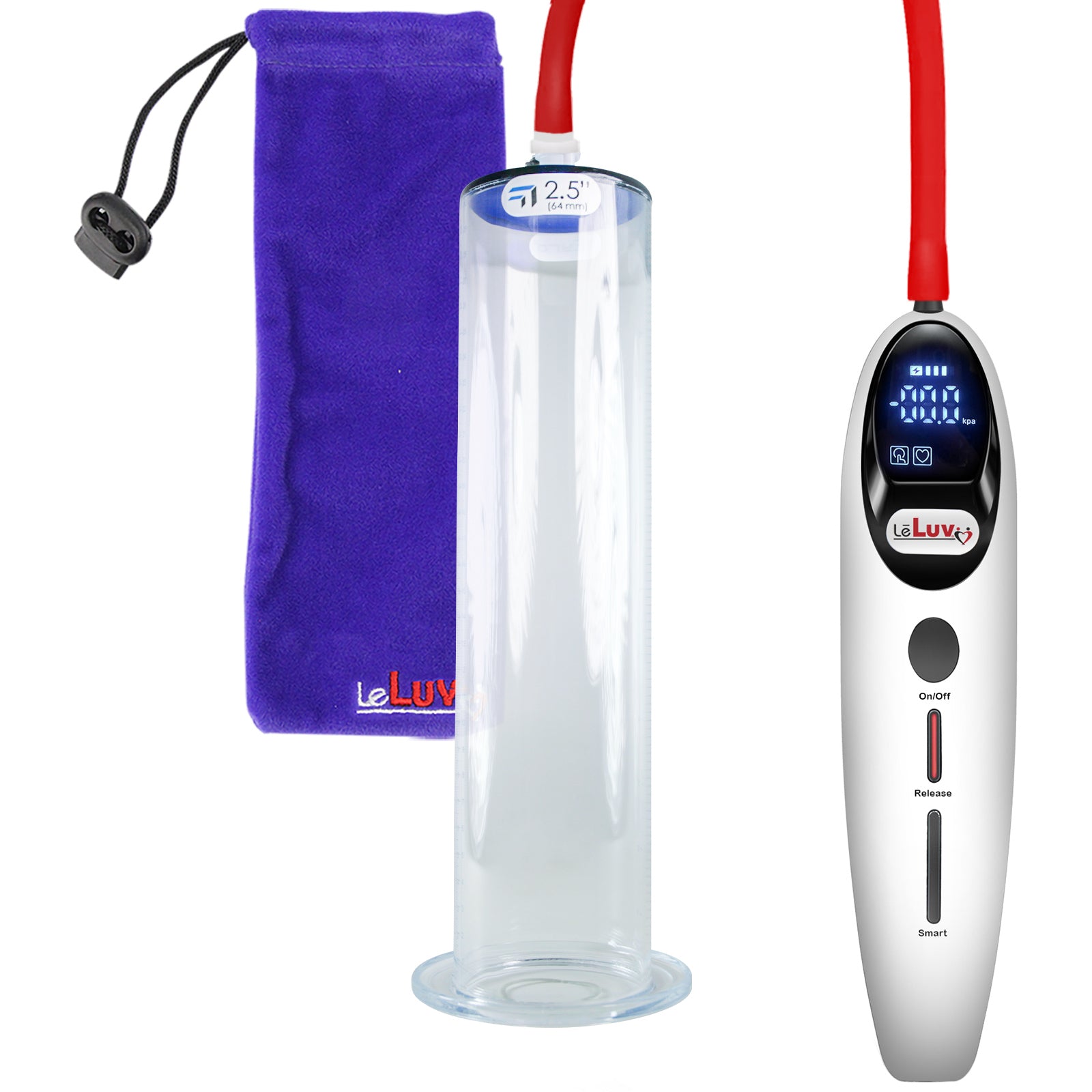 Magna LCD Smart White Penis Pump 12" Length x 2.50" Diameter WIDE Flange Cylinder