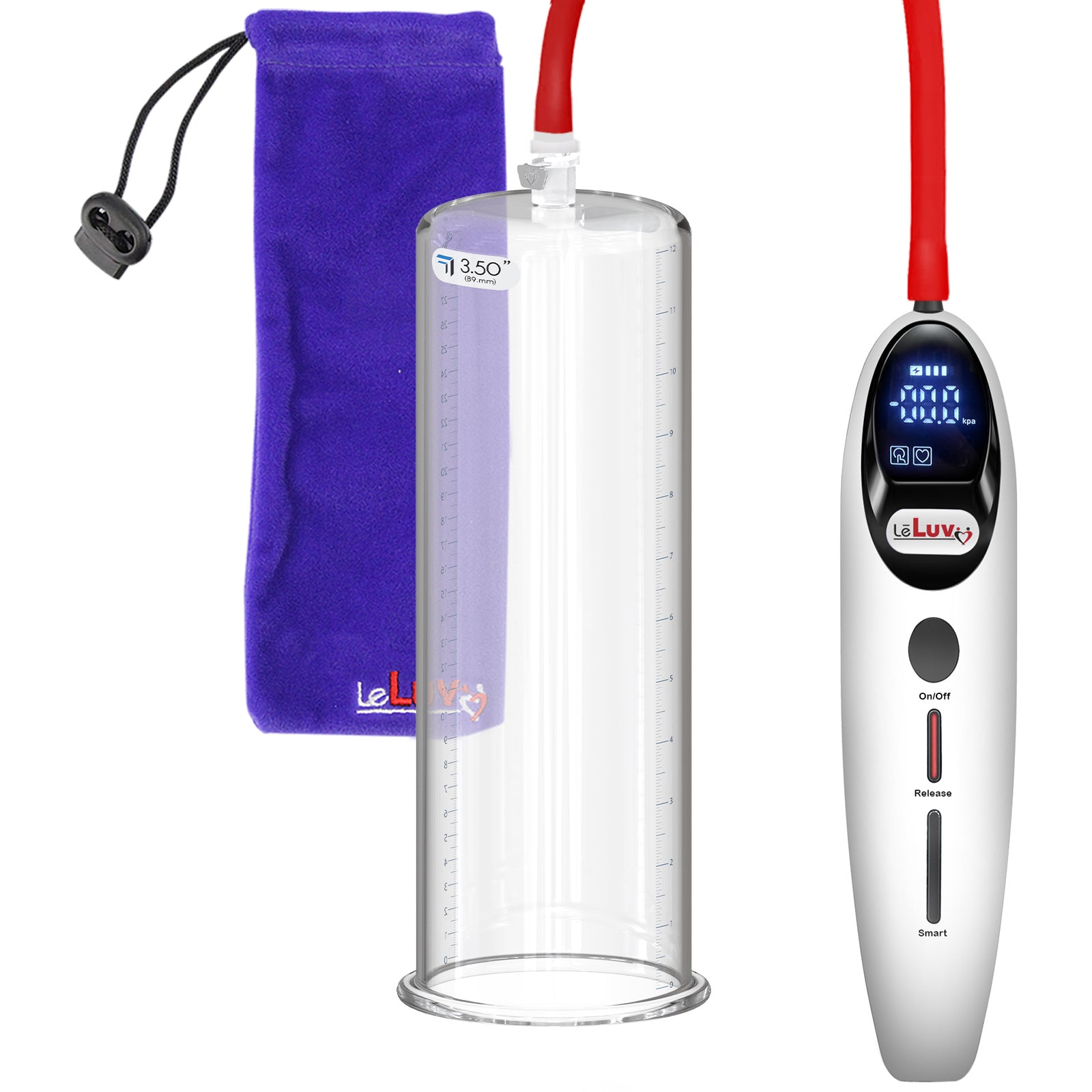 Magna Smart LCD White Handheld Electric Penis Pump - 12" x 3.50" Acrylic Cylinder