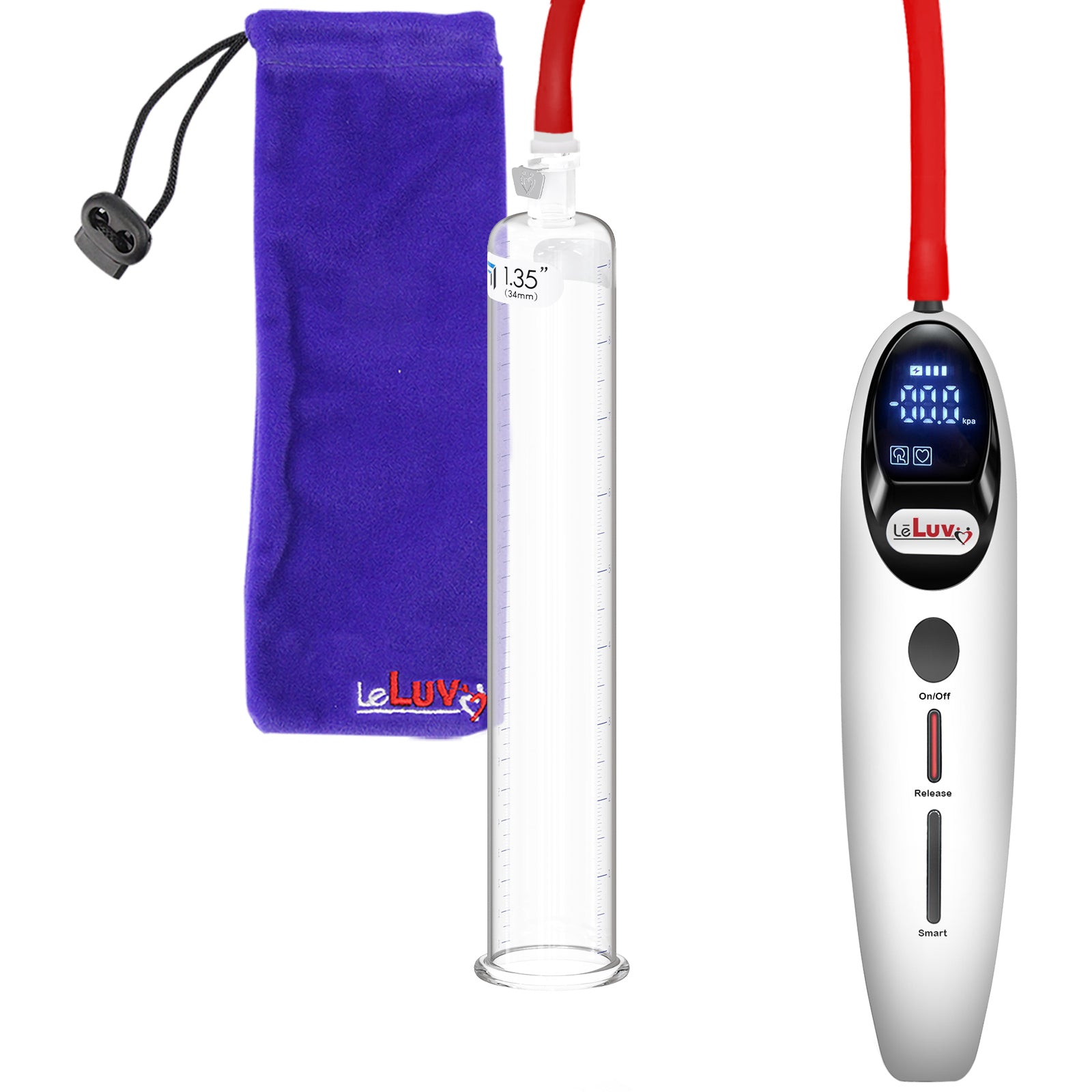 Magna LCD Smart White Handheld Electric Penis Pump - 9" x 1.35" Acrylic Cylinder