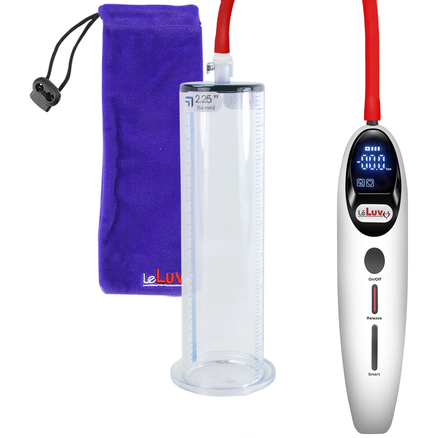 Magna LCD Smart White Penis Pump 9" Length x 2.25" Diameter WIDE Flange Cylinder