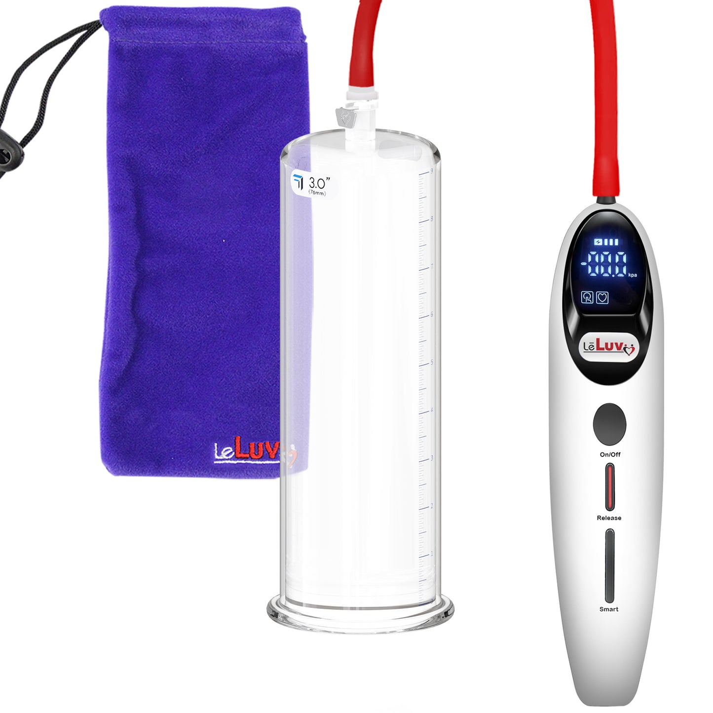 Magna LCD Smart White Handheld Electric Penis Pump - 9" x 3.00" Acrylic Cylinder
