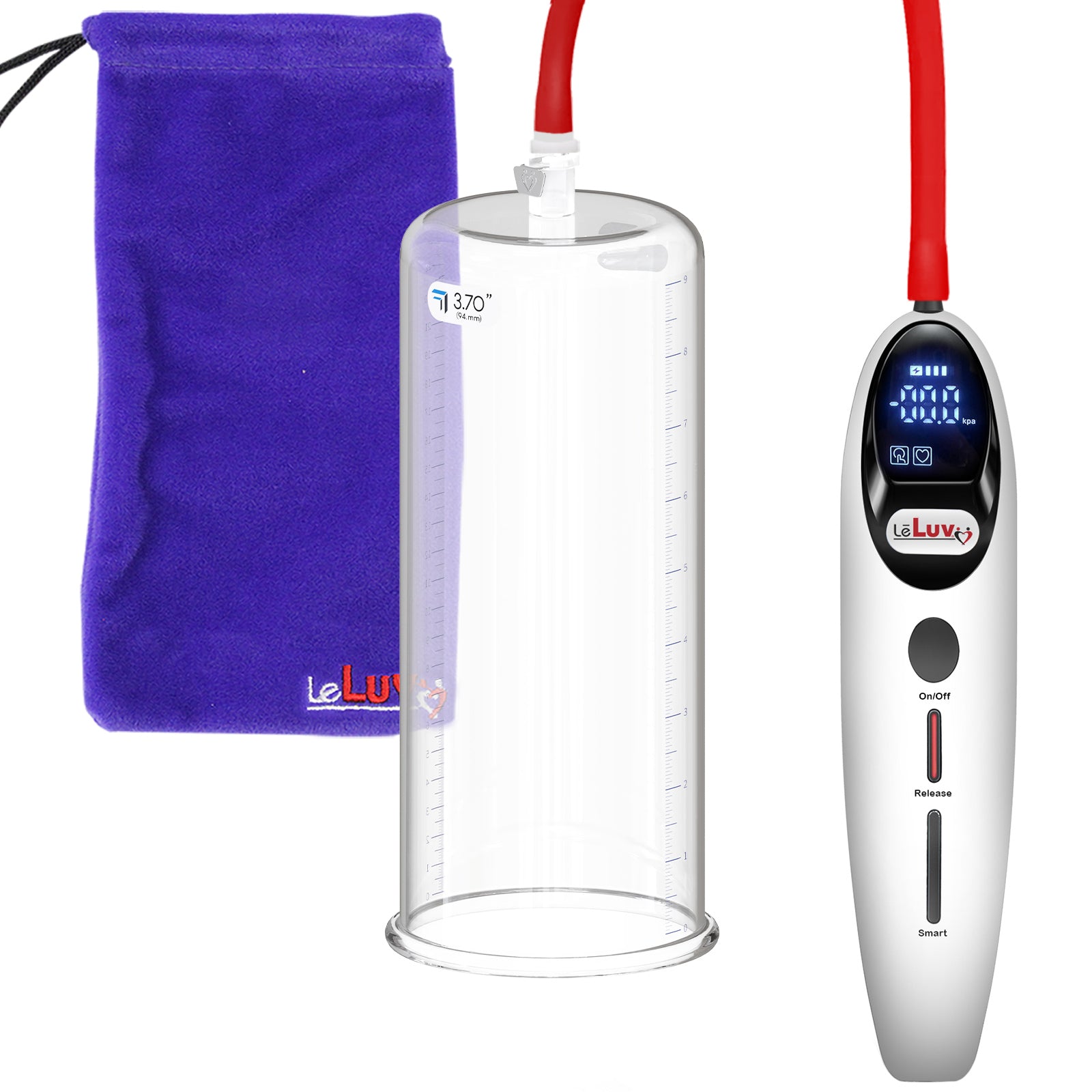 Magna LCD Smart White Handheld Electric Penis Pump - 9" x 3.70" Acrylic Cylinder