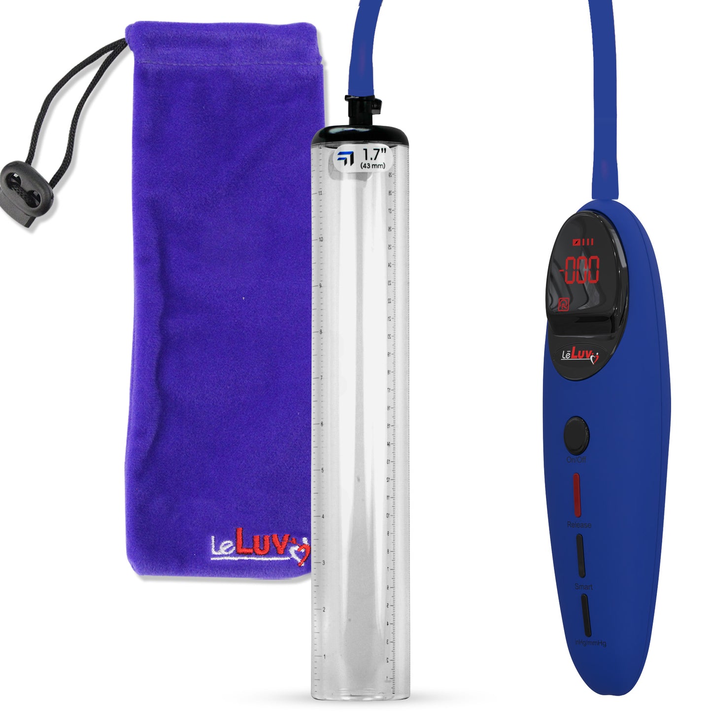 Penis Pump Magna Pro Handle Blue | 1.7" Diameter x 12" Length Thick-Walled Penis Cylinder