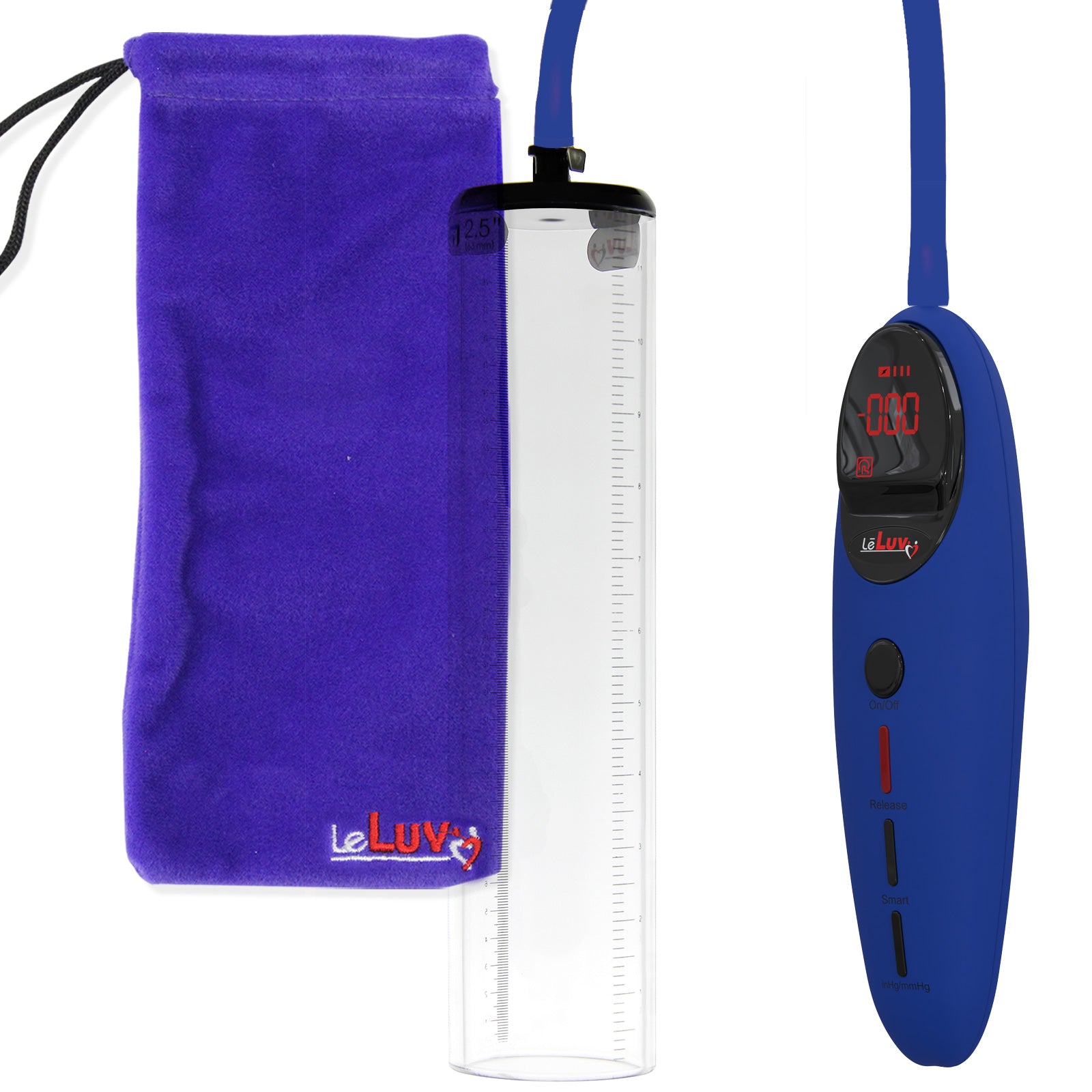 Penis Pump Magna Pro Handle Blue | 2.5" Diameter x 12" Length Thick-Walled Penis Cylinder