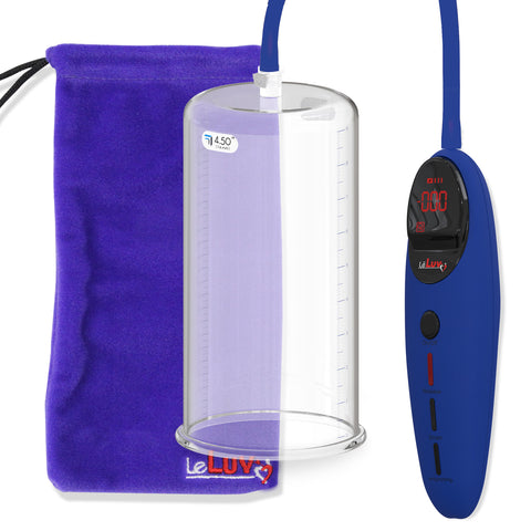 LeLuv Magna LCD Smart Penis Pump Kit – Wide Flange Cylinder (9” Or 12”) With Wireless LCD Handle