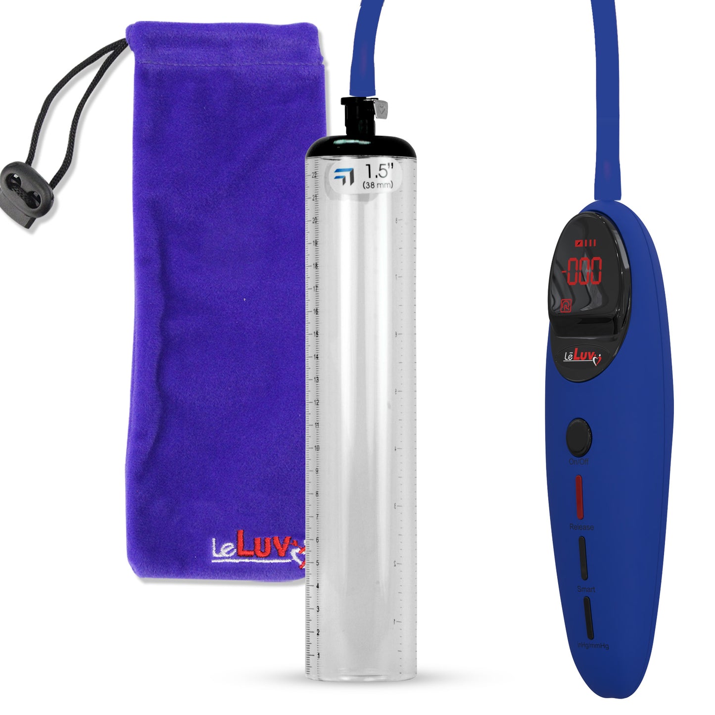 Penis Pump Magna Pro Handle Blue | 1.5" Diameter x 9" Length Thick-Walled Penis Cylinder