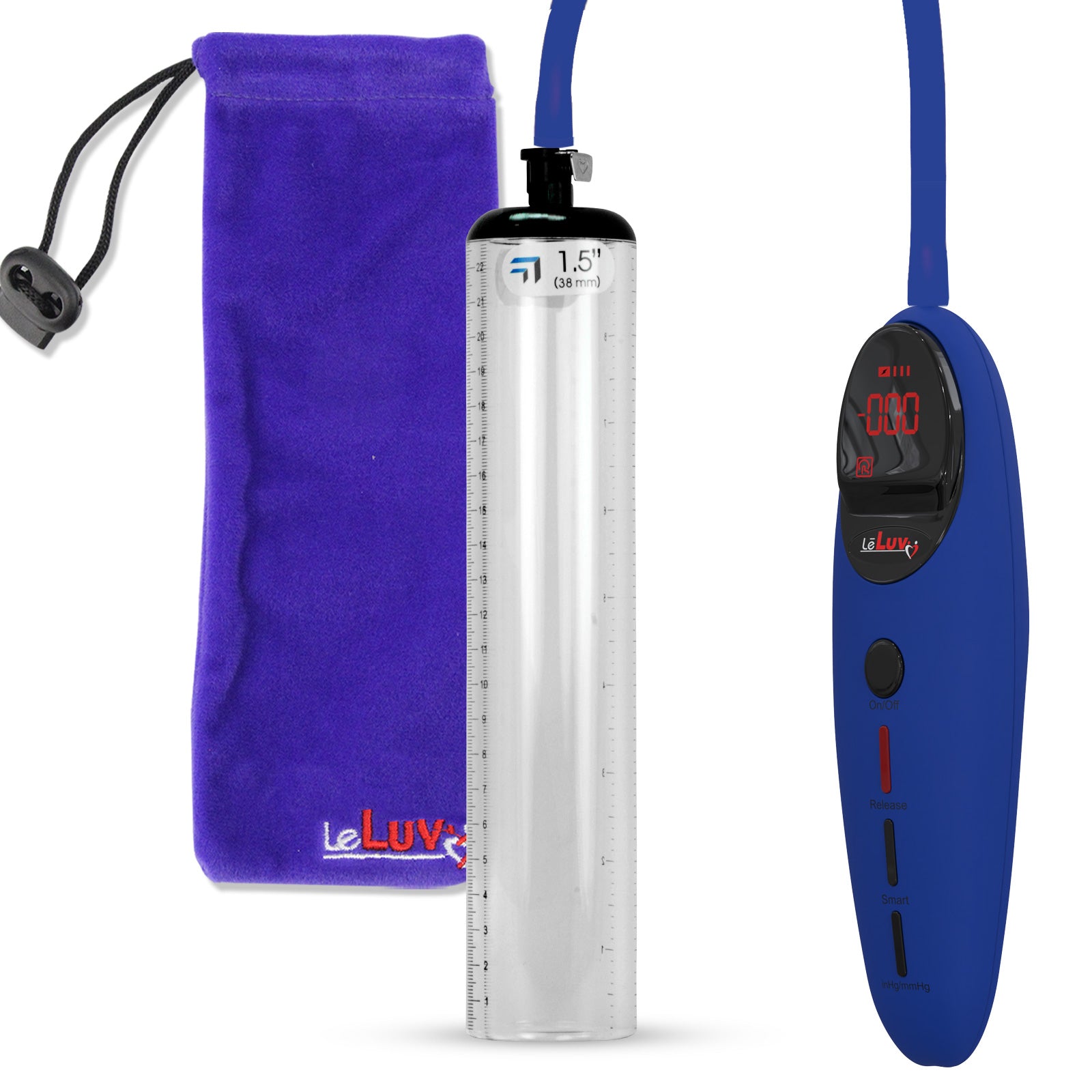 Penis Pump Magna Pro Handle Blue | 1.5" Diameter x 9" Length Thick-Walled Penis Cylinder