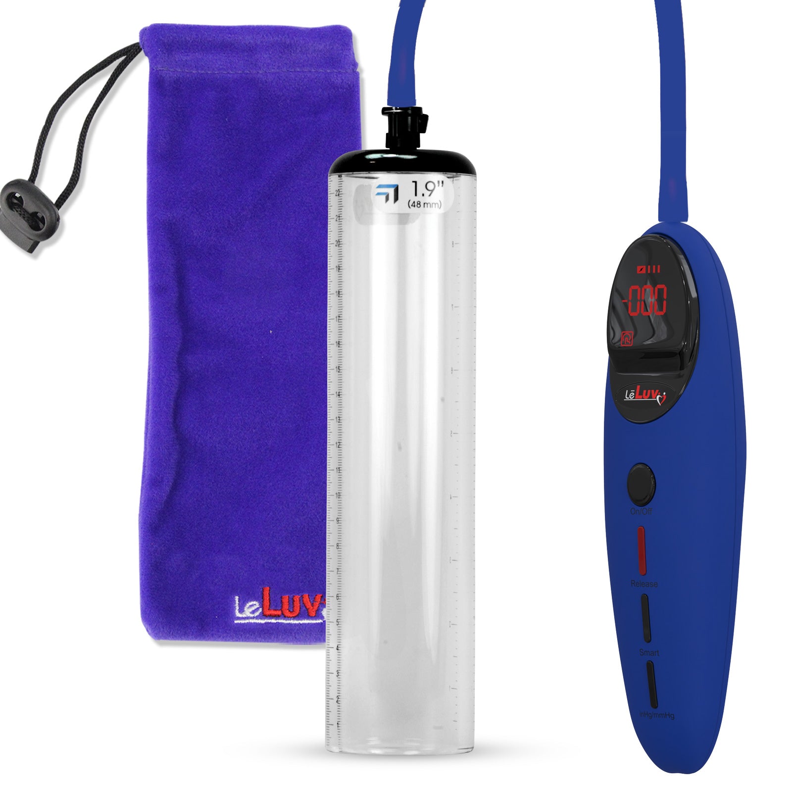 Penis Pump Magna Pro Handle Blue | 1.9" Diameter x 9" Length Thick-Walled Penis Cylinder