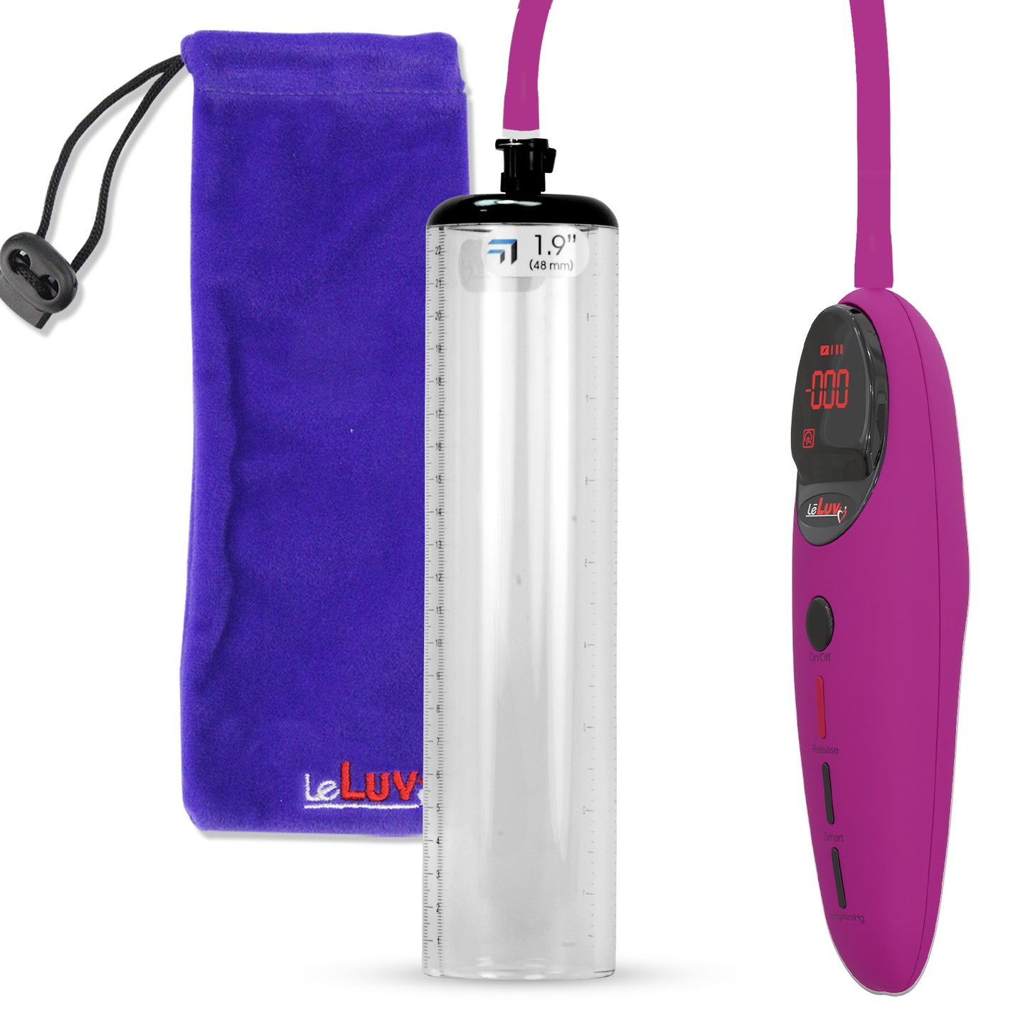 Penis Pump Magna Pro Handle Purple | 1.9" Diameter x 9" Length Thick-Walled Penis Cylinder