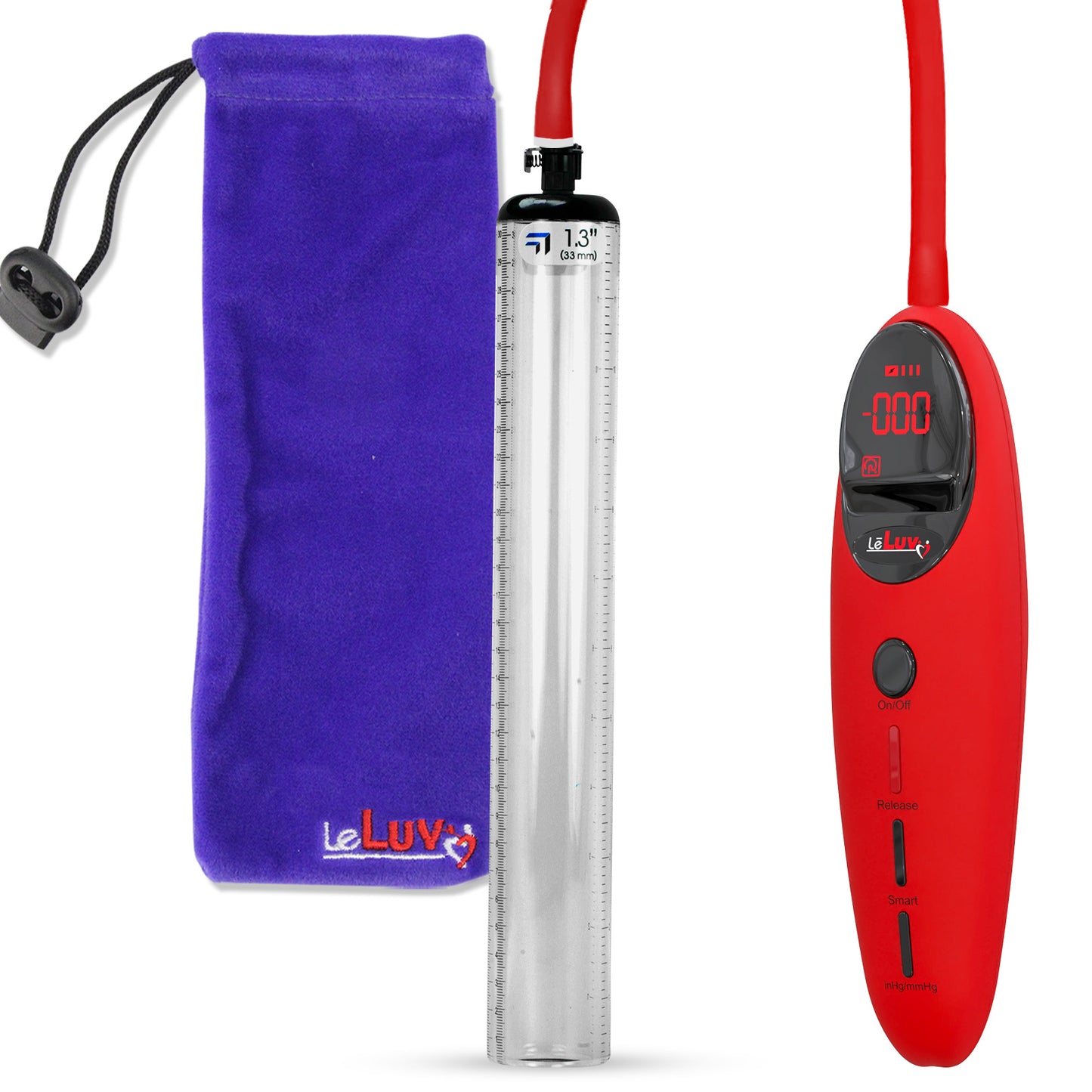 Penis Pump Magna Pro Handle Red | 1.3" Diameter x 12" Length Thick-Walled Penis Cylinder