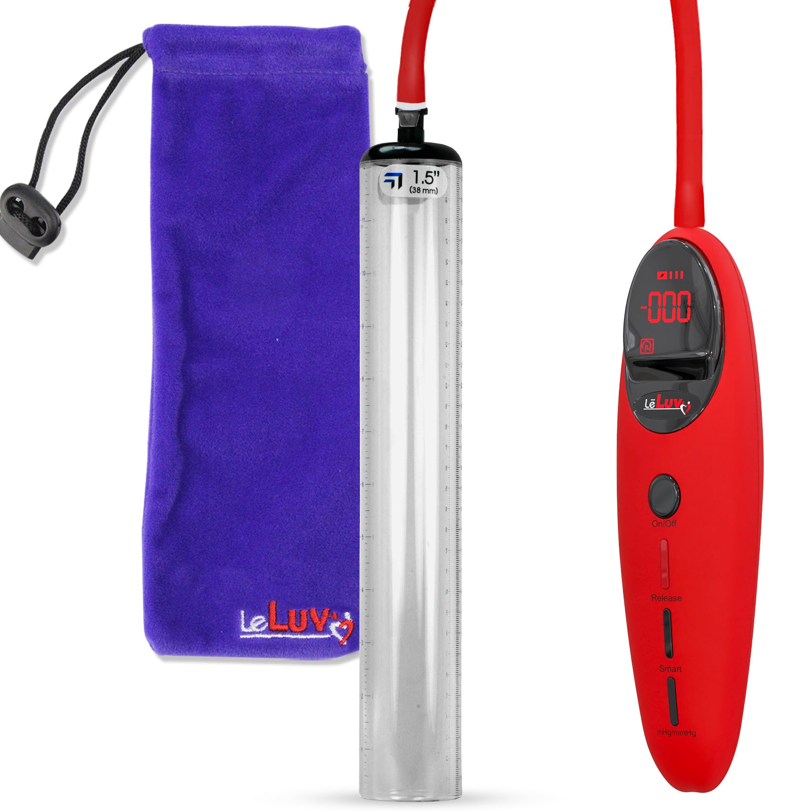Penis Pump Magna Pro Handle Red | 1.5" Diameter x 12" Length Thick-Walled Penis Cylinder