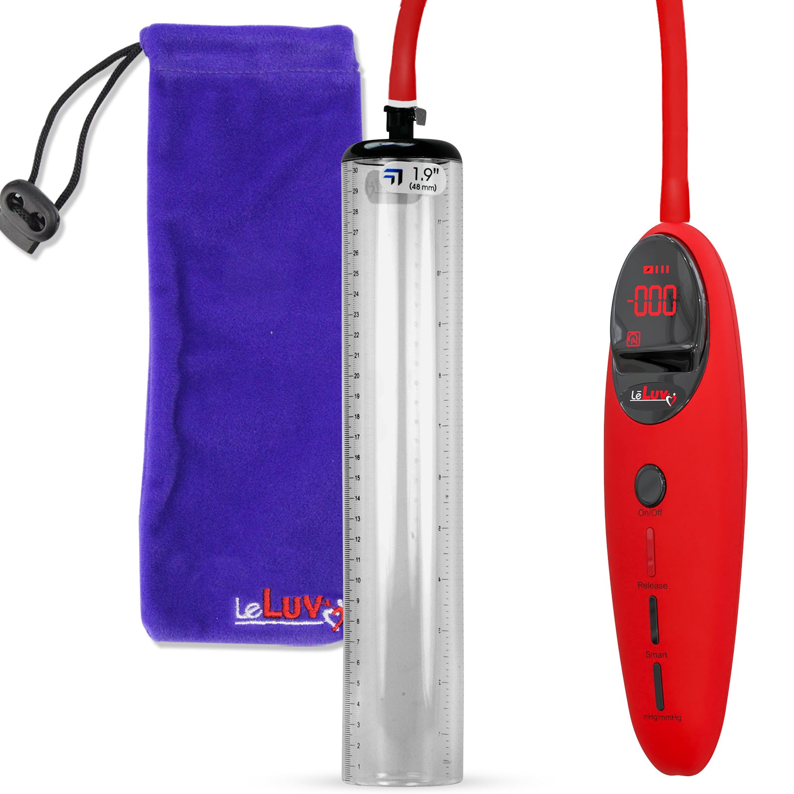 Penis Pump Magna Pro Handle Red | 1.9" Diameter x 12" Length Thick-Walled Penis Cylinder