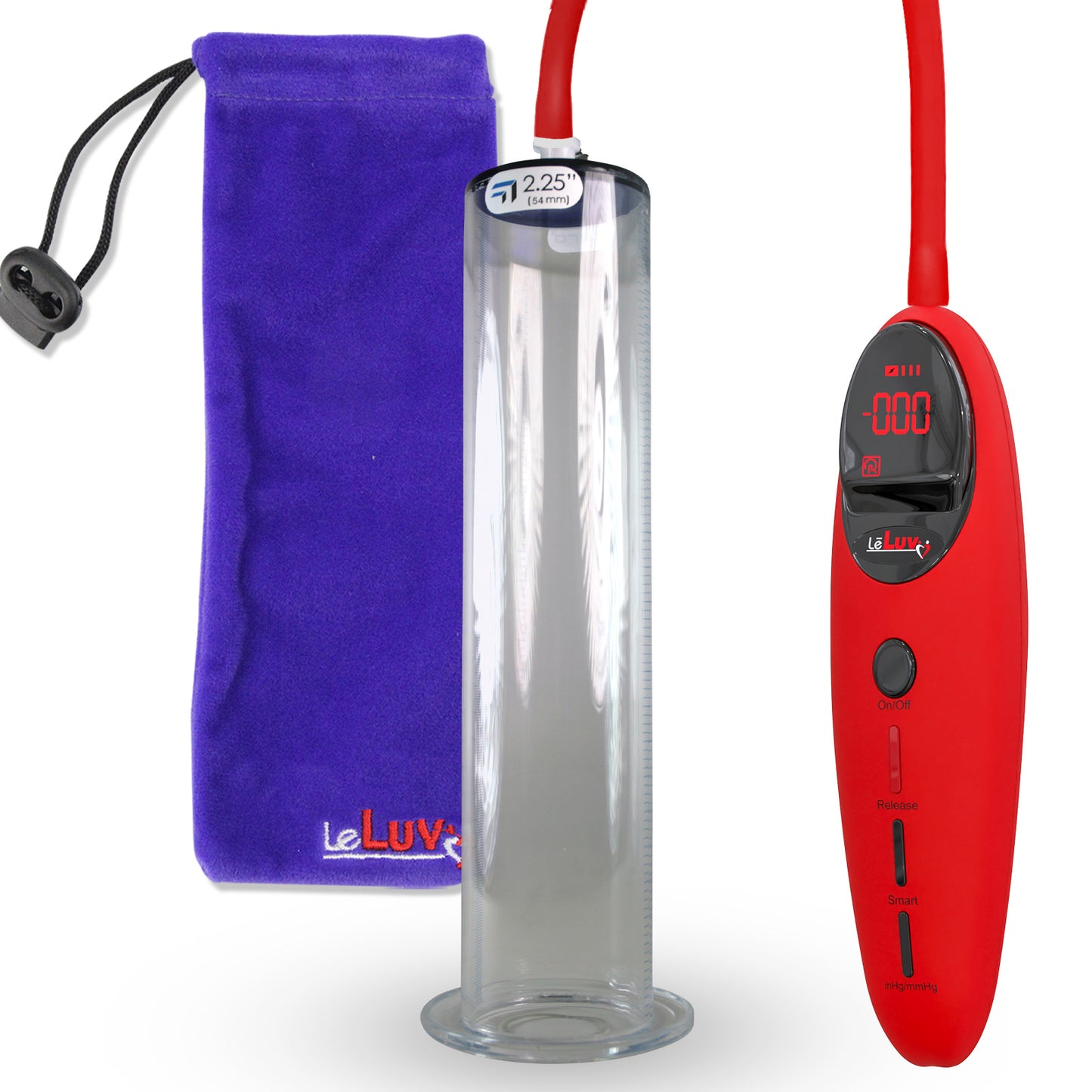 Penis Pump Magna Pro Handle Red | 12" Length x 2.25" Diameter WIDE Flange Cylinder