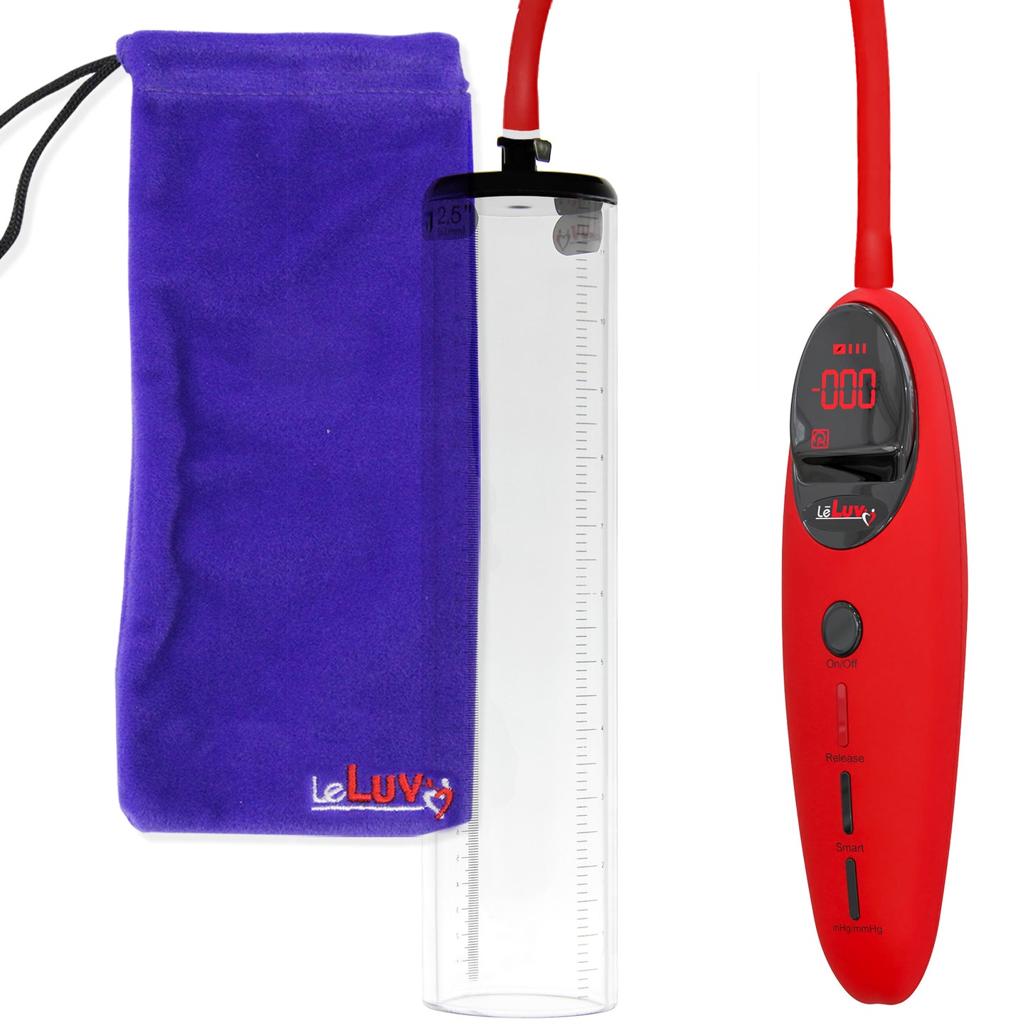 Penis Pump Magna Pro Handle Red | 2.5" Diameter x 12" Length Thick-Walled Penis Cylinder