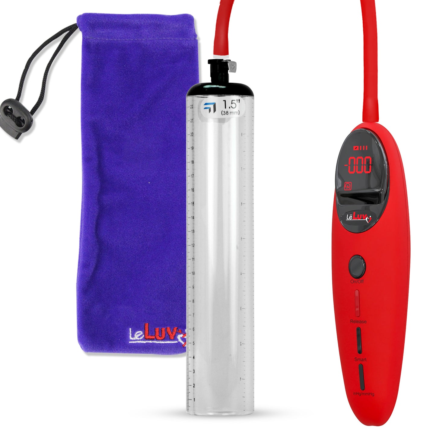 Penis Pump Magna Pro Handle Red | 1.5" Diameter x 9" Length Thick-Walled Penis Cylinder