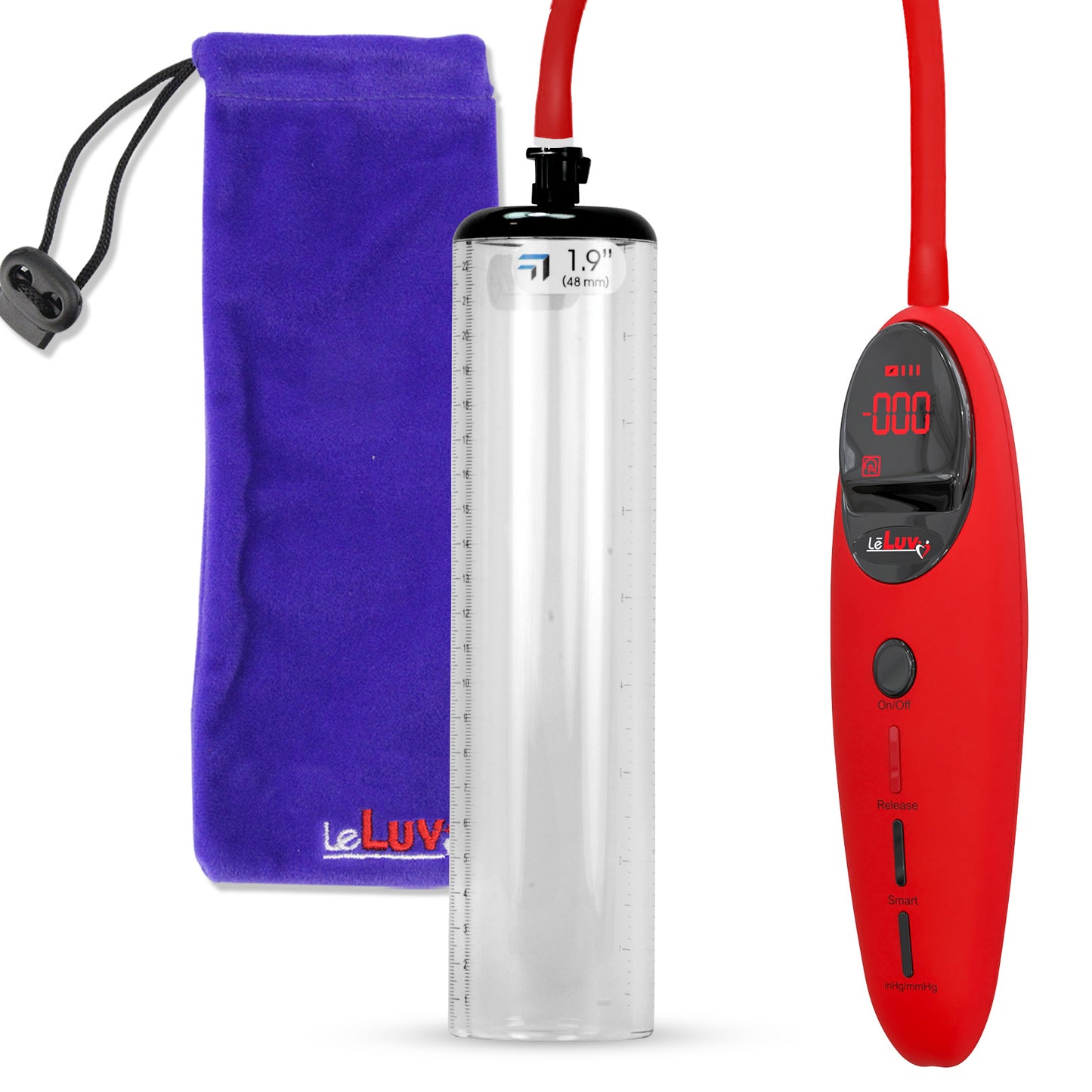 Penis Pump Magna Pro Handle Red | 1.9" Diameter x 9" Length Thick-Walled Penis Cylinder