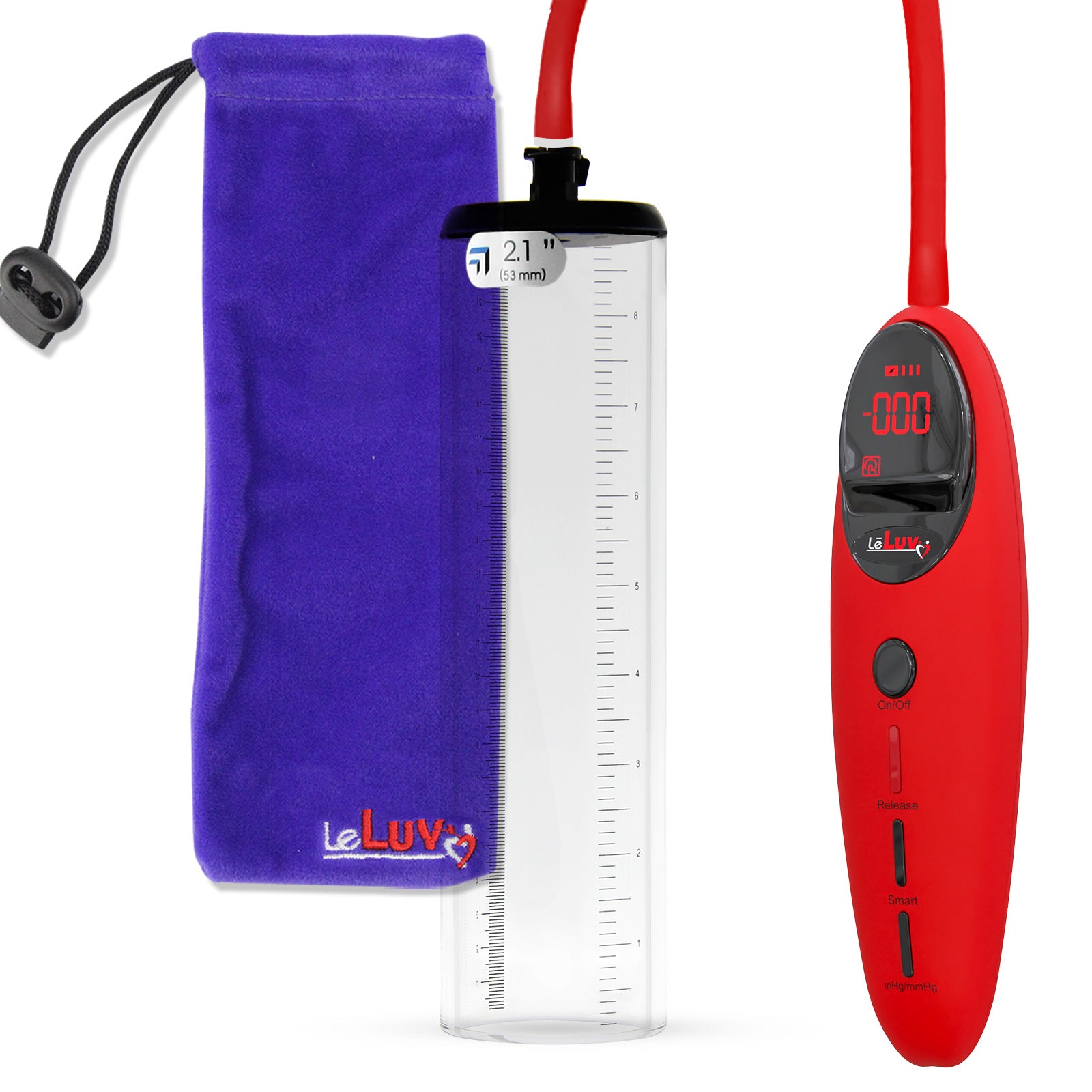Penis Pump Magna Pro Handle Red | 2.1" Diameter x 9" Length Thick-Walled Penis Cylinder