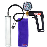 Maxi Black Handle Silicone Hose | Penis Pump + Protected Gauge | 12" x 2.3" Thick-Walled Cylinder