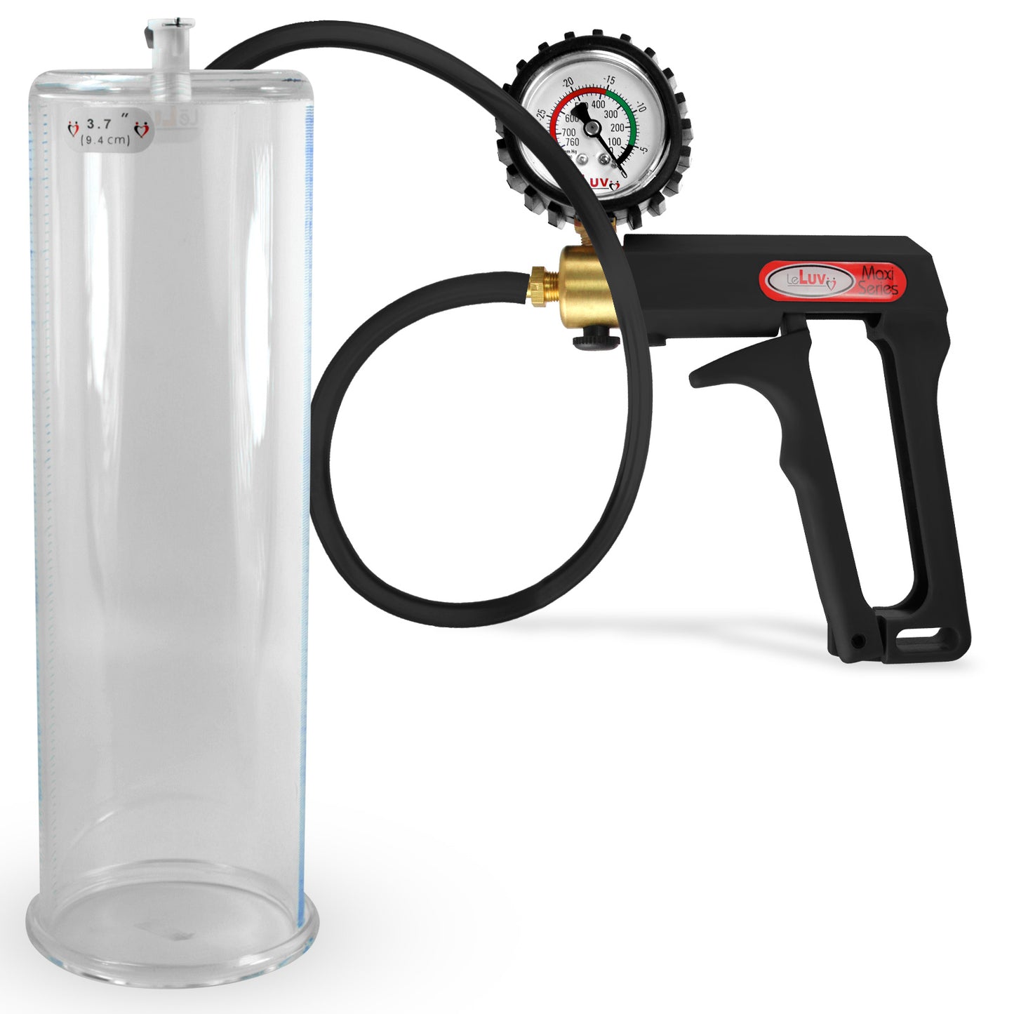 Maxi Black Handle Silicone Hose | Penis Pump + Protected Gauge | 9" x 3.70"