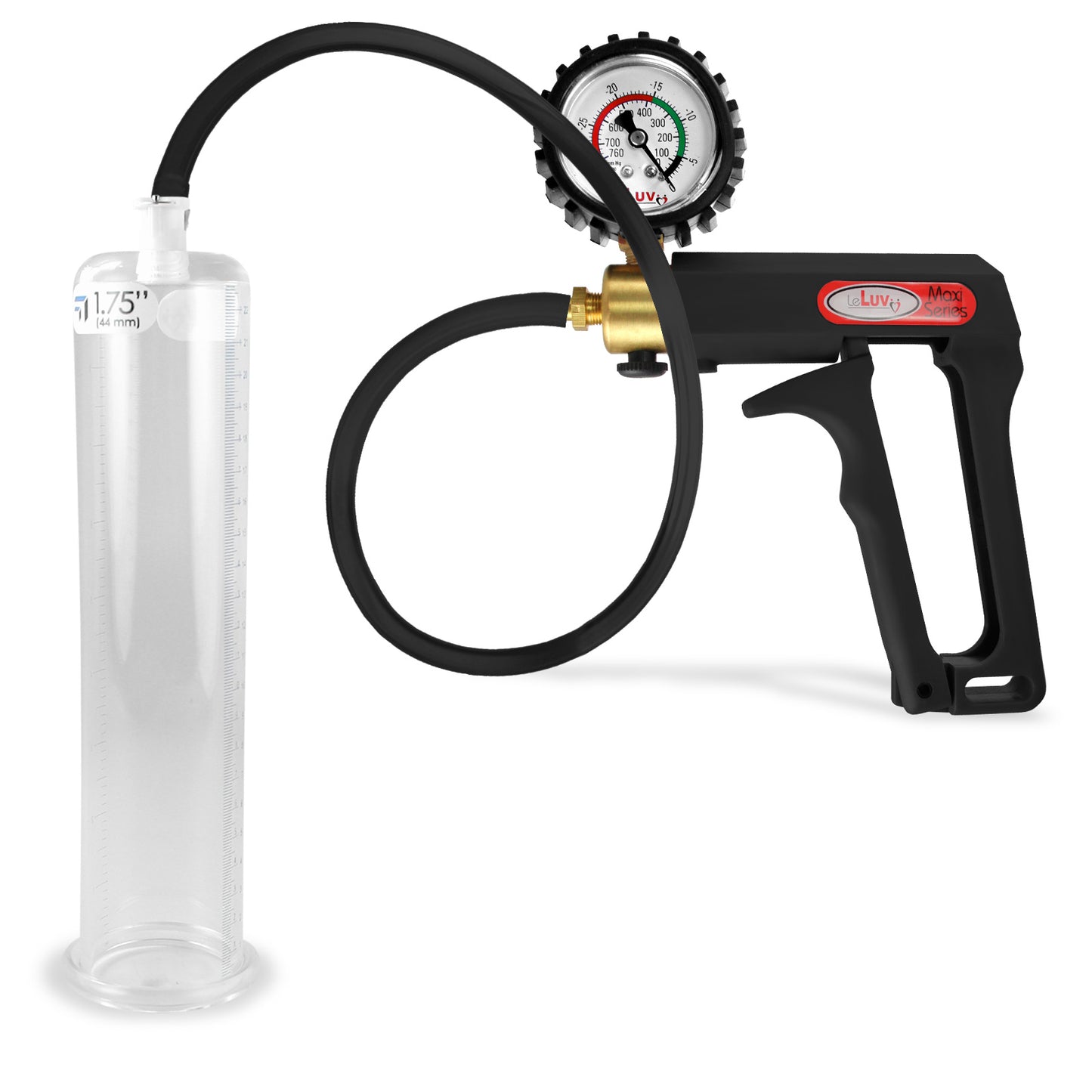 Maxi Black Handle Silicone Hose | Penis Pump + Protected Gauge | 9" x 1.75"