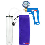 Maxi Blue Handle Clear Hose | Penis Pump + Protected Gauge | 12" x 2.7" Thick-Walled Cylinder