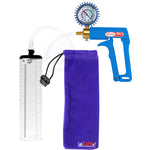 Maxi Blue Handle Clear Hose | Penis Pump + Protected Gauge | 9" x 2.1" Thick-Walled Cylinder