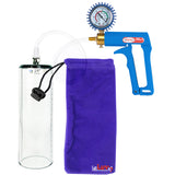 Maxi Blue Handle Clear Hose | Penis Pump + Protected Gauge | 9" x 2.9" Thick-Walled Cylinder