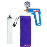 Maxi Blue Handle Clear Hose | Penis Pump + Gauge | 9" x 1.5" Thick-Walled Cylinder