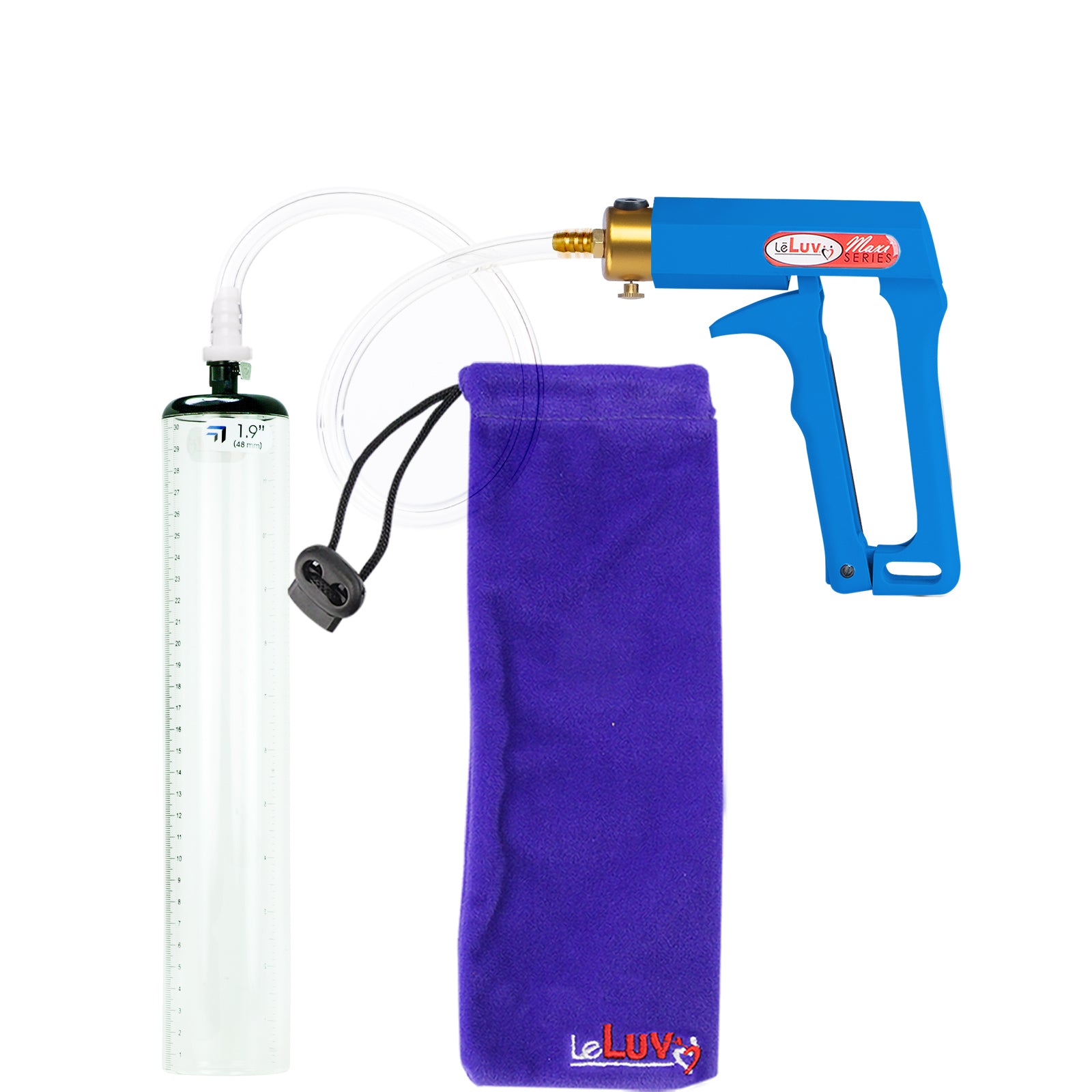 Maxi Blue Handle Clear Hose | Penis Pump - 12" x 1.9" Thick-Walled Cylinder