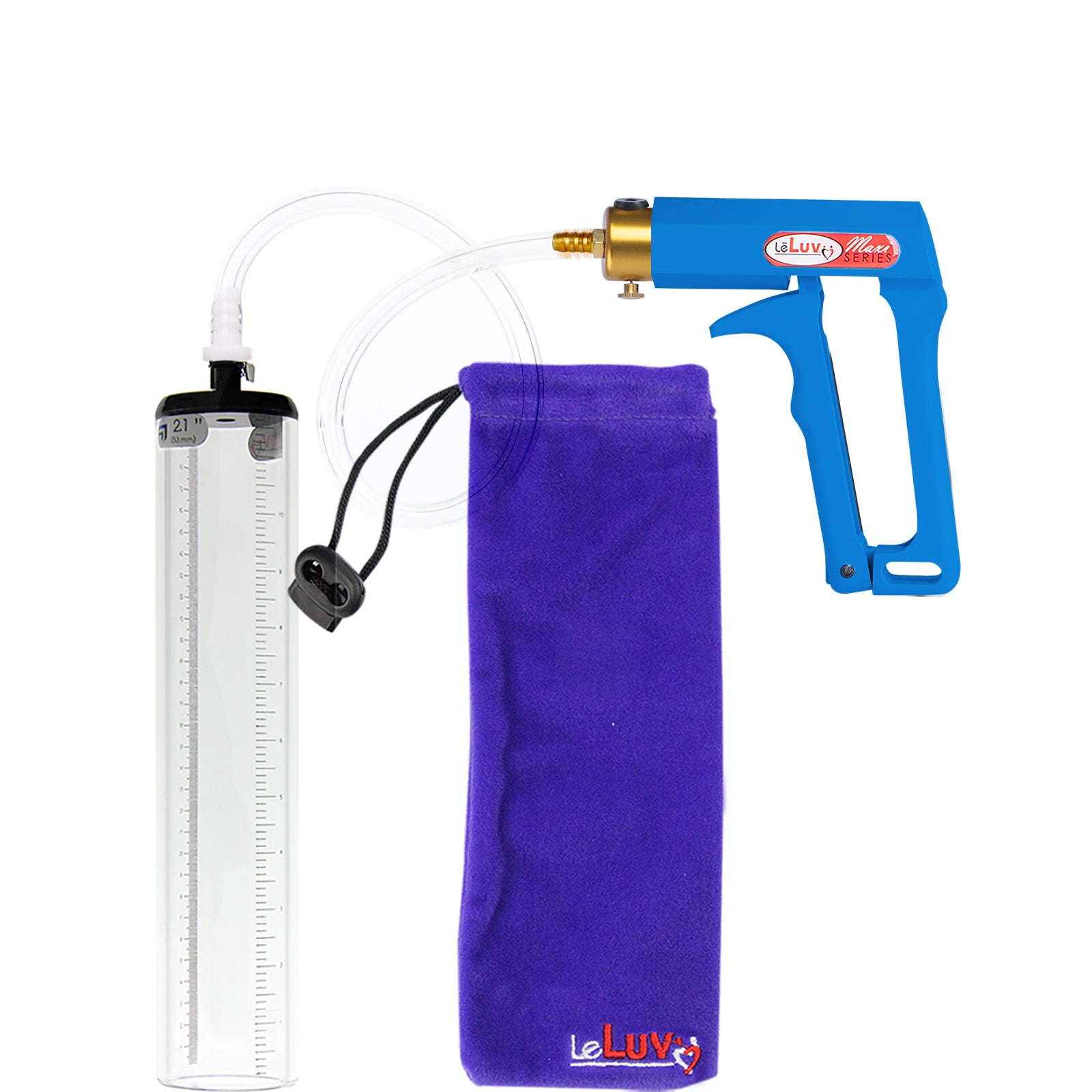 Maxi Blue Handle Clear Hose | Penis Pump - 12" x 2.1" Thick-Walled Cylinder