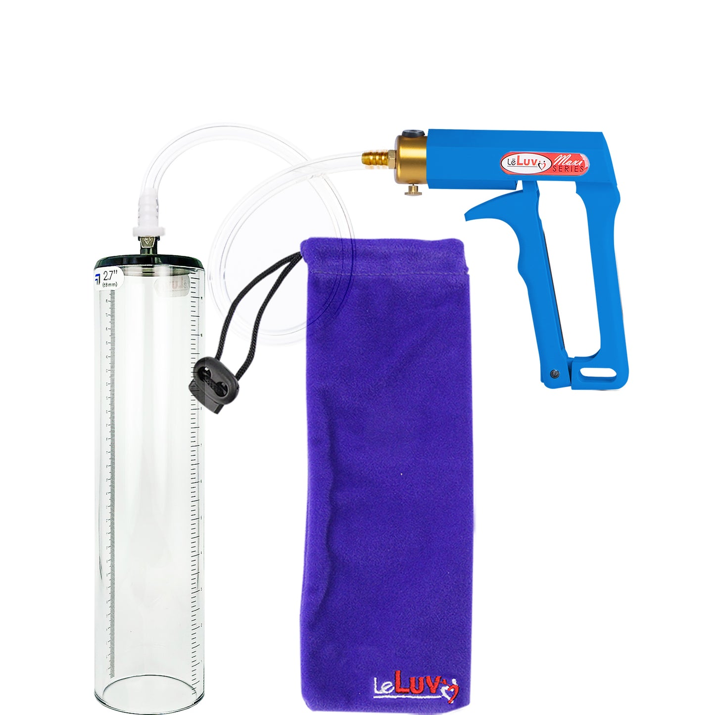 Maxi Blue Handle Clear Hose | Penis Pump - 12" x 2.7" Thick-Walled Cylinder