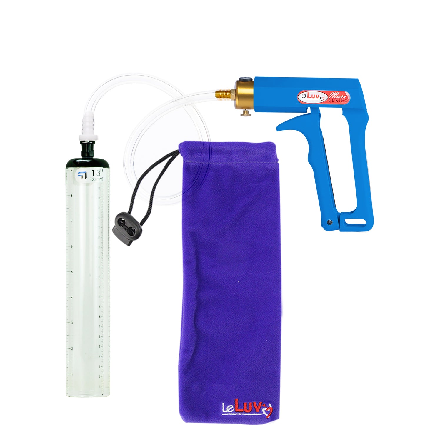 Maxi Blue Handle Clear Hose | Penis Pump - 9" x 1.3" Thick-Walled Cylinder