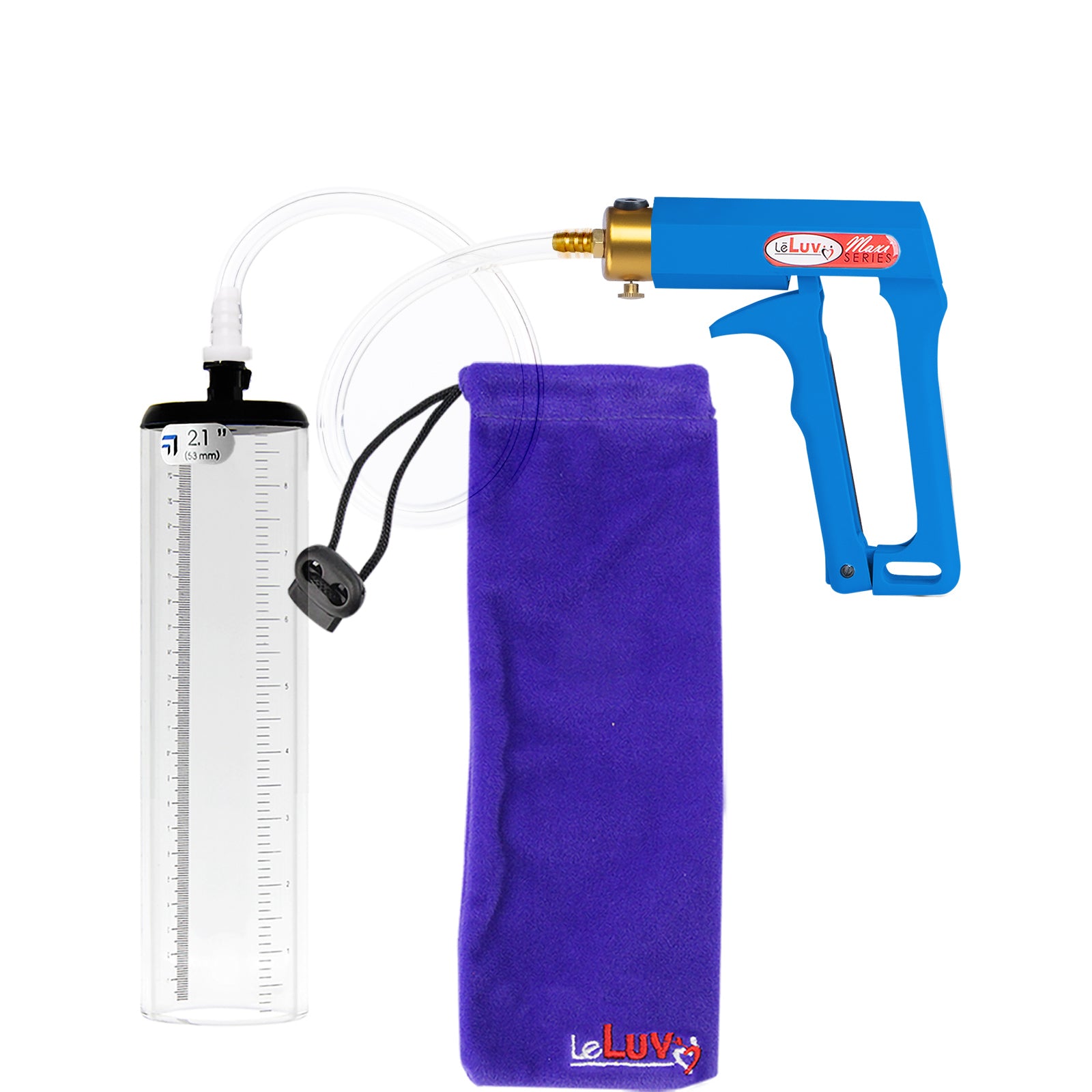 Maxi Blue Handle Clear Hose | Penis Pump - 9" x 2.1" Thick-Walled Cylinder