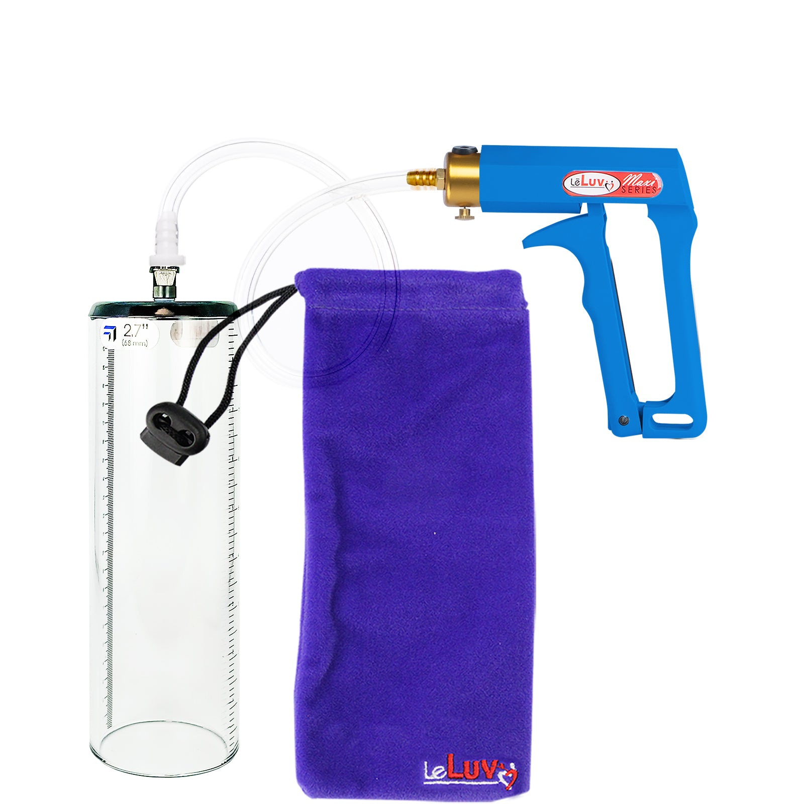 Maxi Blue Handle Clear Hose | Penis Pump - 9" x 2.7" Thick-Walled Cylinder