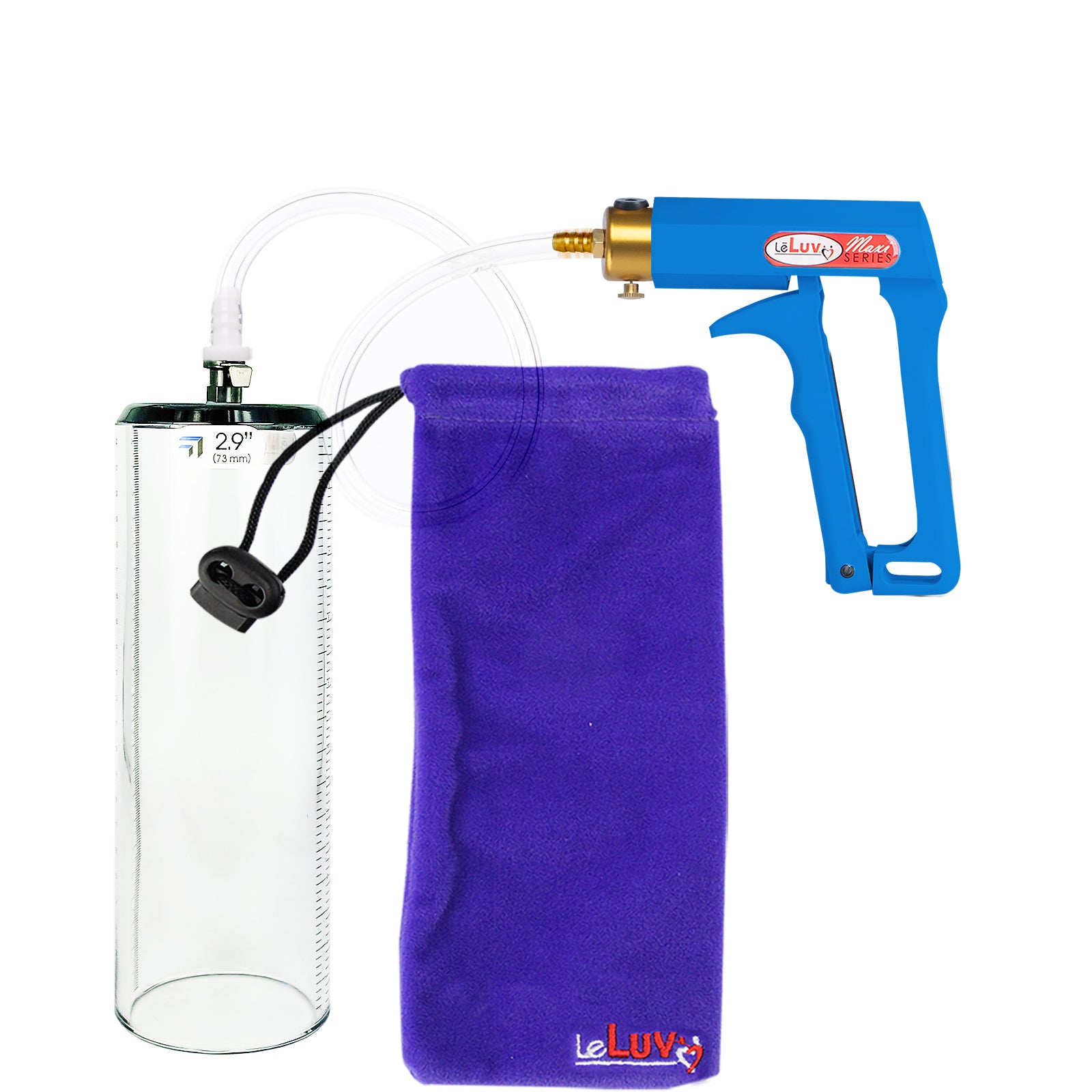 Maxi Blue Handle Clear Hose | Penis Pump - 9" x 2.9" Thick-Walled Cylinder