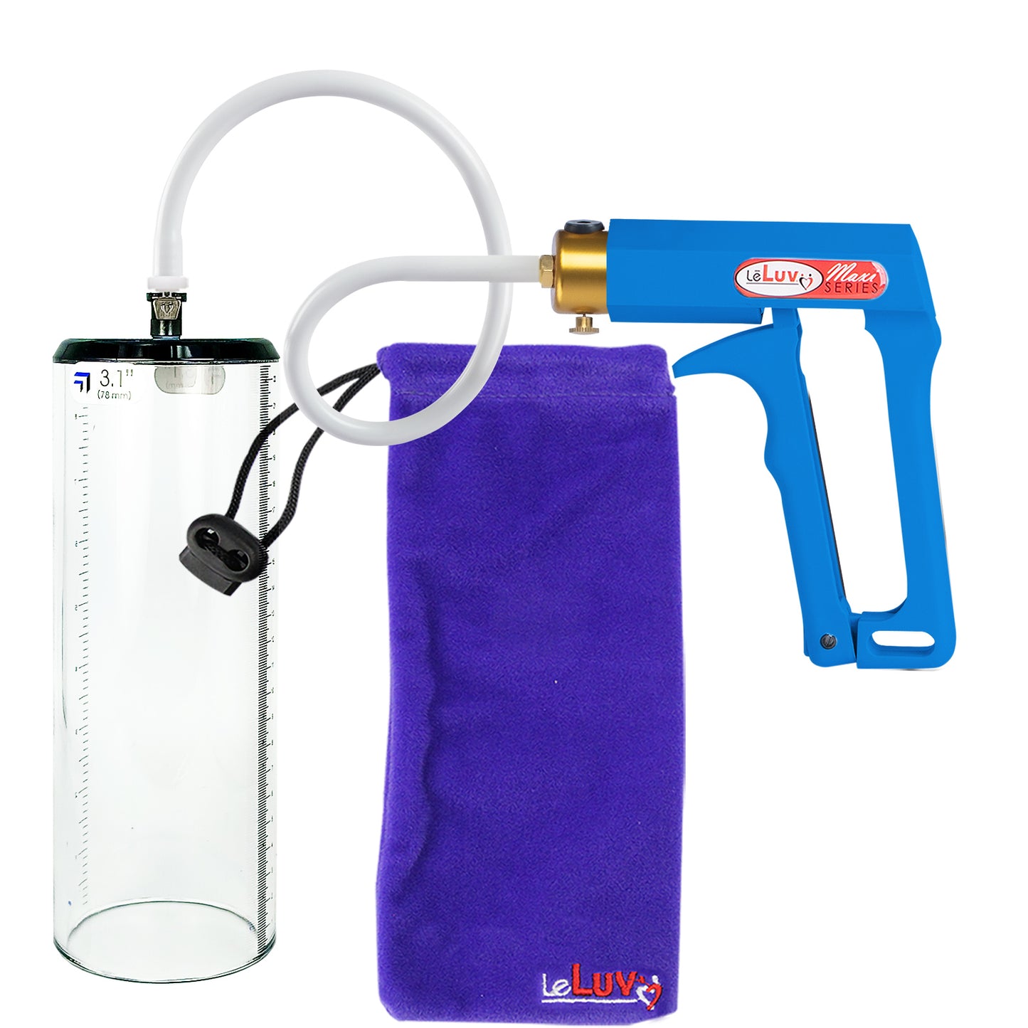 Maxi Blue Handle Clear Hose | Penis Pump - 9" x 3.1" Thick-Walled Cylinder
