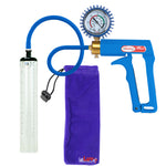 Maxi Blue Handle Silicone Hose | Penis Pump + Protected Gauge | 9" x 1.3" Thick-Walled Cylinder