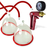 LeLuv MAXI Red + Gauge & Cover Breast Pumping Kit Slippery Red Hose Large Cups