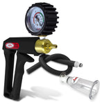 LeLuv MAXI Black Clitoris Vacuum Pump + Gauge & Cover Slippery Black Hose - Medium