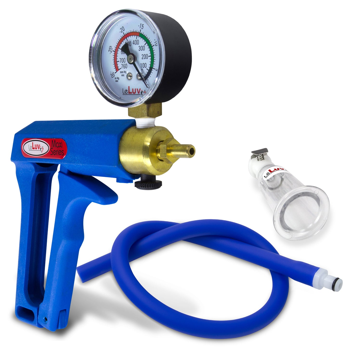 LeLuv MAXI Blue + Gauge Clitoris Pump Slippery Blue Hose - Medium