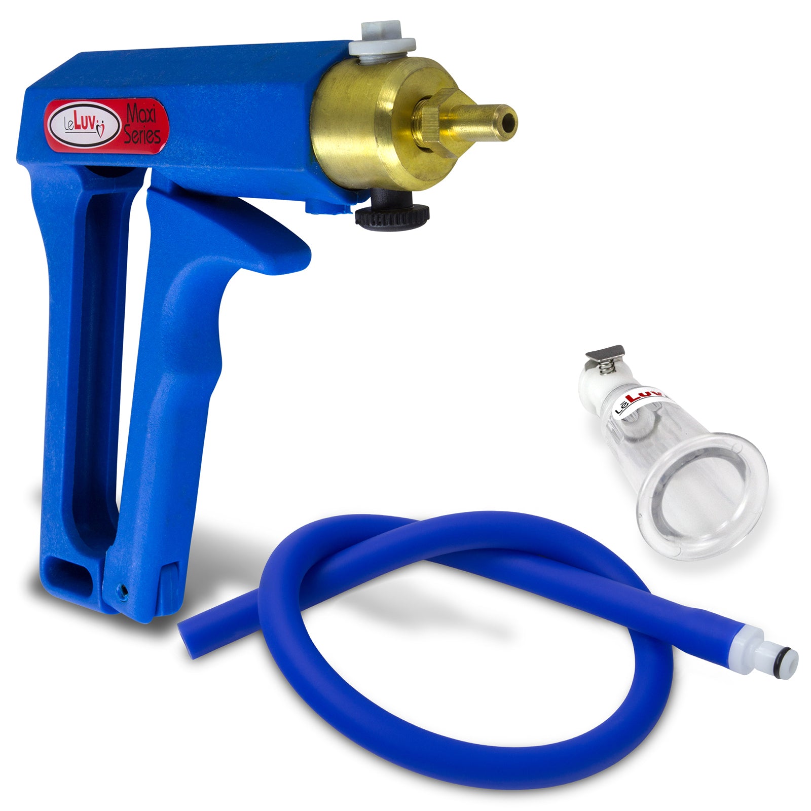 LeLuv MAXI Blue Clitoris Vacuum Pump Slippery Blue Hose - Medium .75"