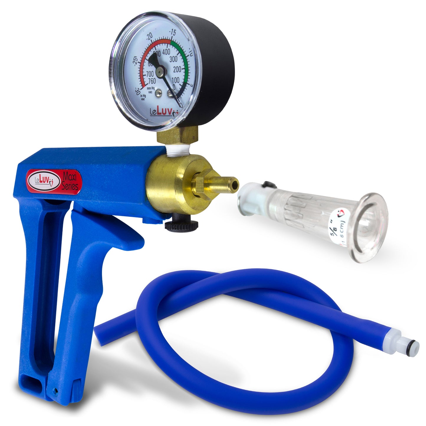 LeLuv MAXI Blue + Gauge Clitoris Pump Slippery Blue Hose - Small