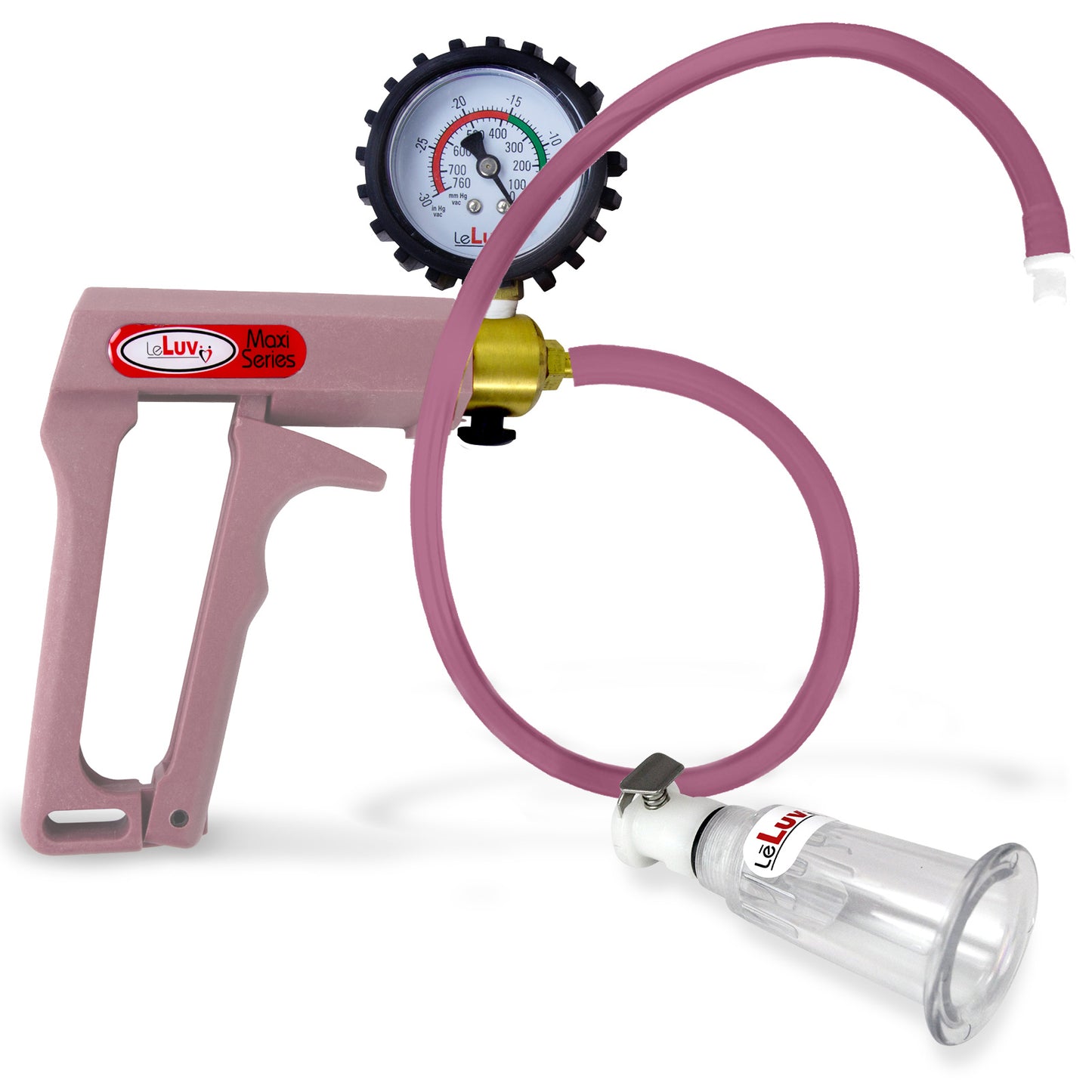 LeLuv MAXI Purple Clitoris Vacuum Pump + Gauge & Cover Slippery Purple Hose - Medium