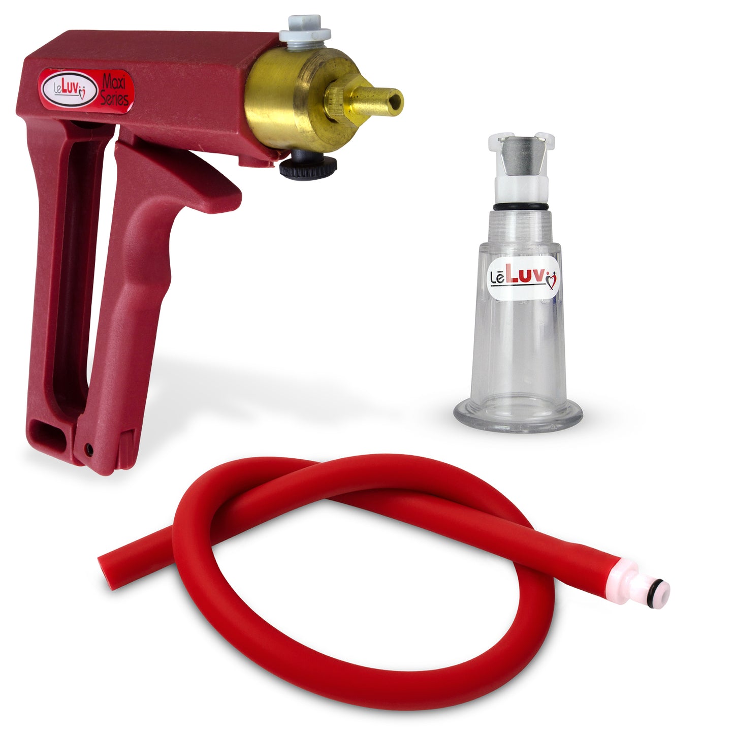 LeLuv MAXI Red Clitoris Vacuum Pump Slippery Red Hose - Large