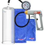 Maxi Grey Handle Silicone Hose | Penis Pump + Protected Gauge | 12" x 4.10" Cylinder