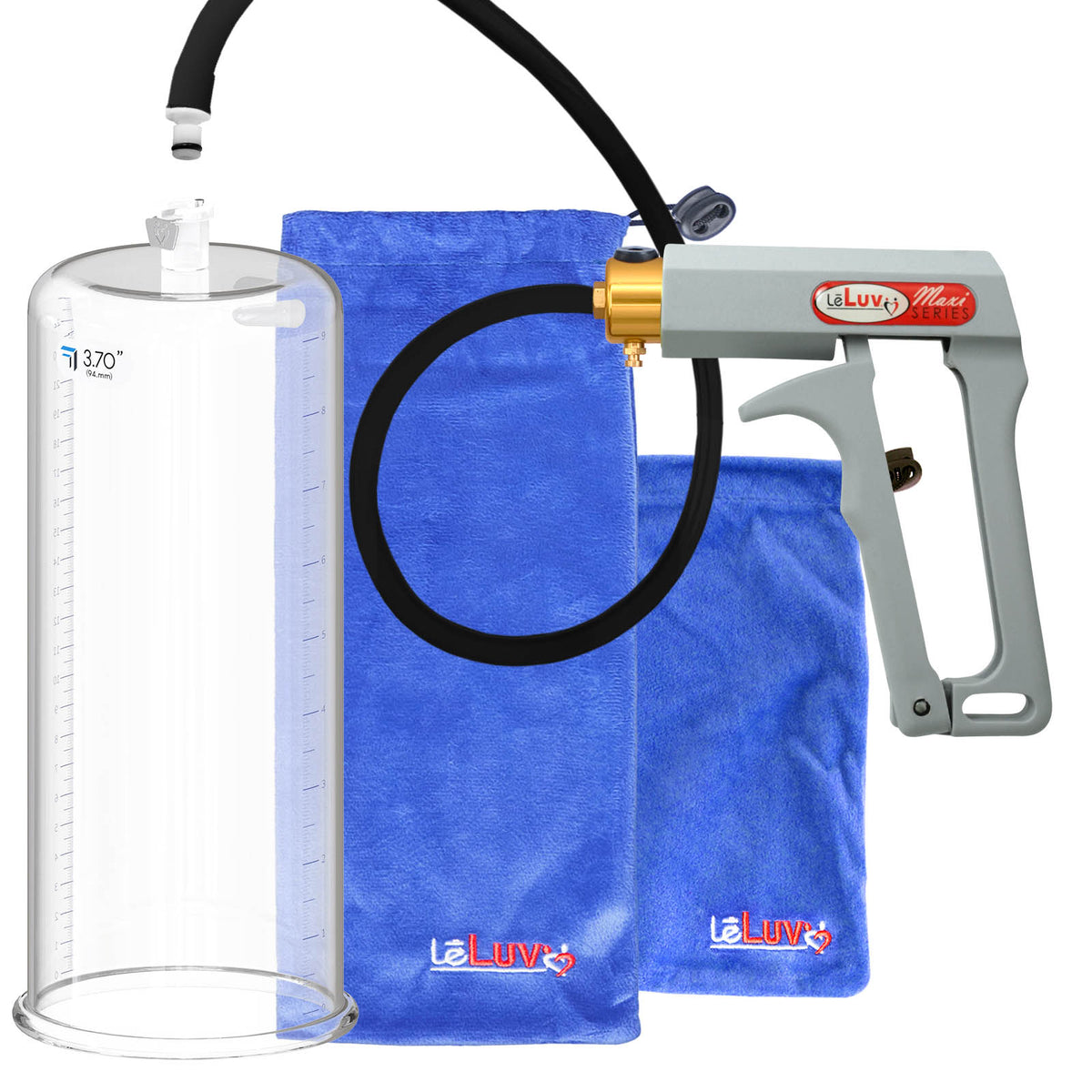 Maxi Grey Handle Silicone Hose | Penis Pump + 9" x 3.70" Cylinder
