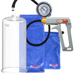 Maxi Grey Handle Silicone Hose | Penis Pump + Protected Gauge | 9" x 4.10" Cylinder