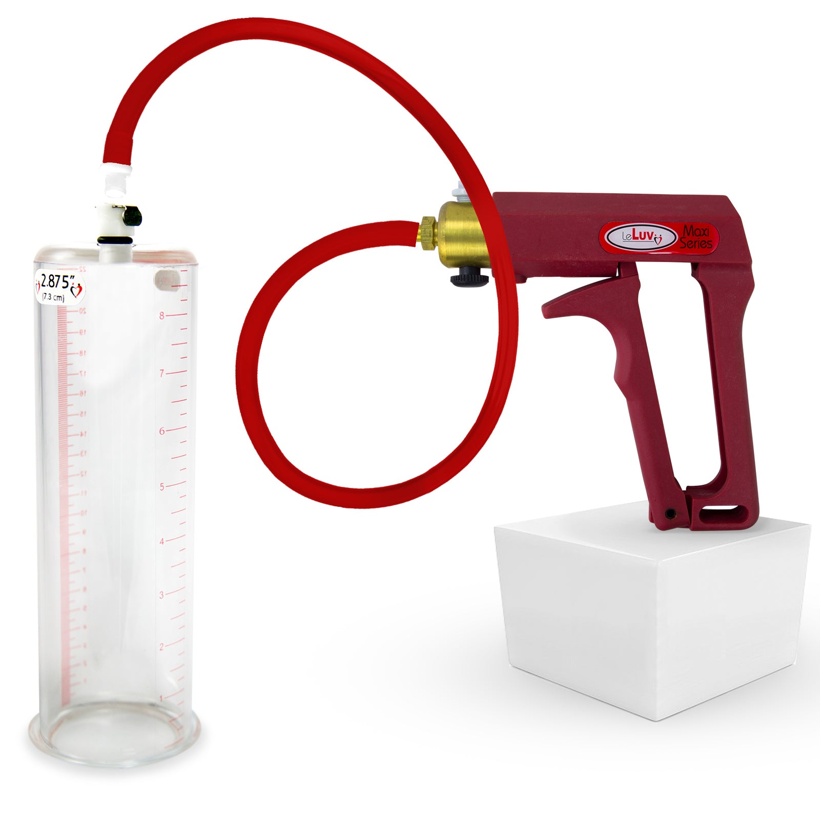 LeLuv Maxi with a red pistol grip handle and red premium silicone hose.